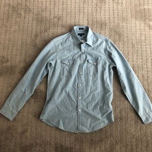 NWT JCREW Men’s slim indigo chambray western shirt